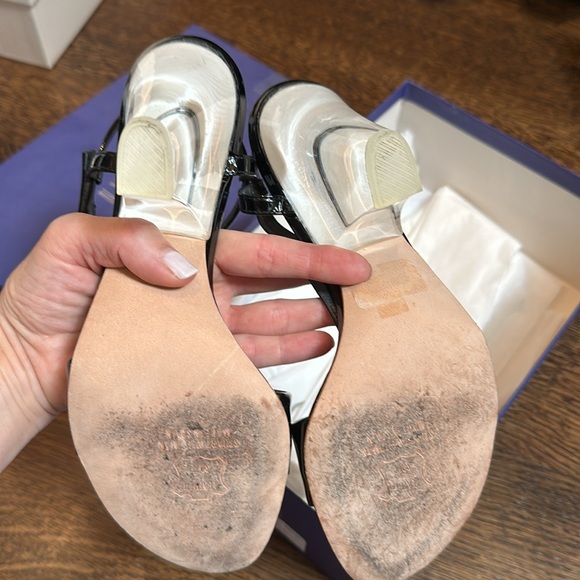 Stuart Weitzman black patent/lucite heel sandal - Picture 3 of 4